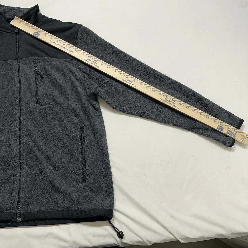 Old‎ Navy Men's L Charcoal Full Zip Fleece Jacket Black Trim Pockets